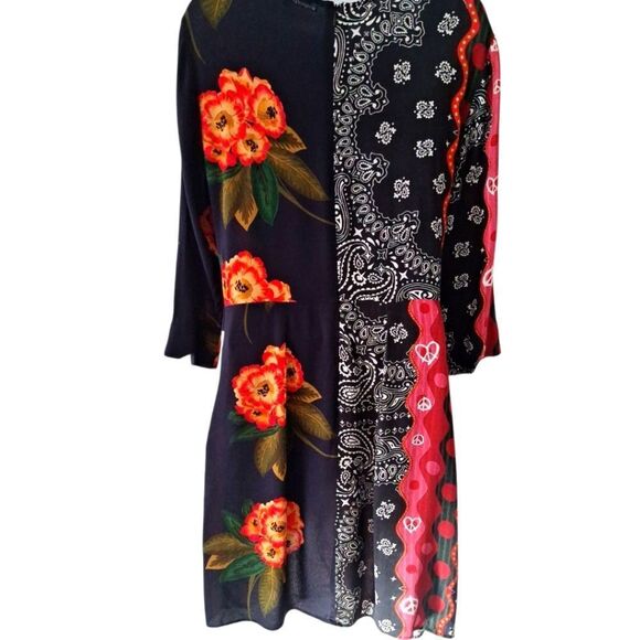 Desigual Dana colorful draped bandana print dress size 42=6 - Picture 4 of 9